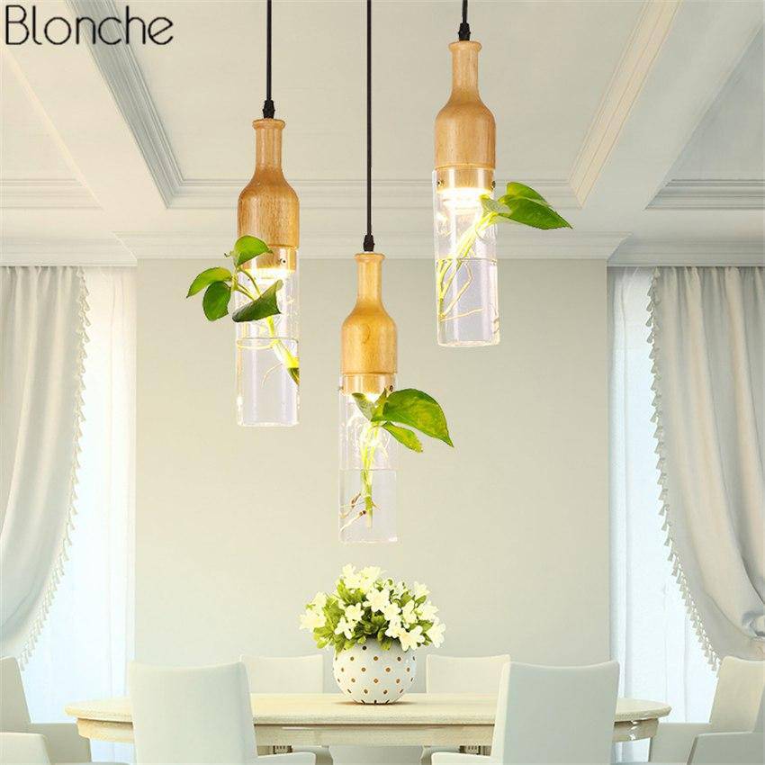 Suspension LED en bois avec plante et réservoir d'eau Bottle - Luminaire EcoGreen | Marco Lucetti