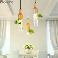 Suspension LED en bois avec plante et réservoir d'eau Bottle - Luminaire EcoGreen | Marco Lucetti