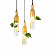 Suspension LED en bois avec plante et réservoir d'eau Bottle - Luminaire EcoGreen | Marco Lucetti