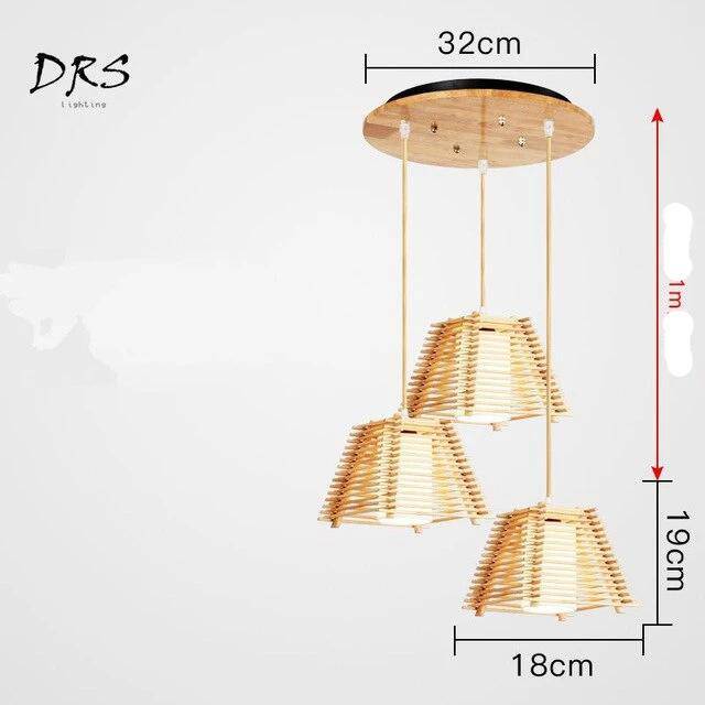 Suspension LED en bois : Cage conique | Marco Lucetti 3 lampes - Base ronde