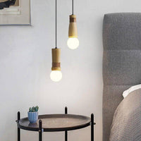 Suspension LED en bois et similicuir | Marco Lucetti