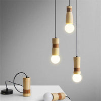 Suspension LED en bois et similicuir | Marco Lucetti