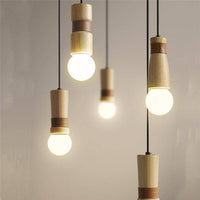 Suspension LED en bois et similicuir | Marco Lucetti