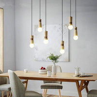Suspension LED en bois et similicuir | Marco Lucetti