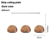 Suspension LED en bois naturel | Marco Lucetti Bande-Foncé-D30cm 3