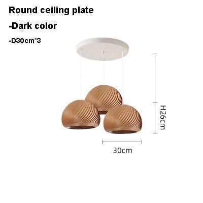 Suspension LED en bois naturel | Marco Lucetti Rond-Foncé-D30cm 3