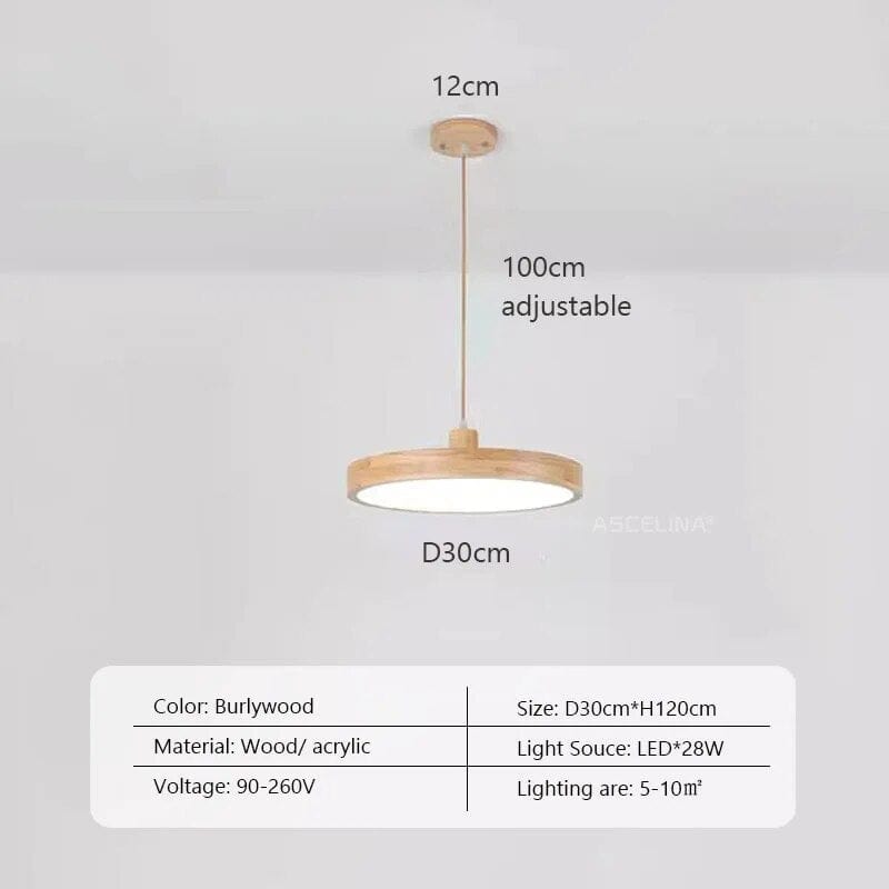 Suspension LED en bois Nordic Slim | Marco Lucetti A30CM / Lumière chaude