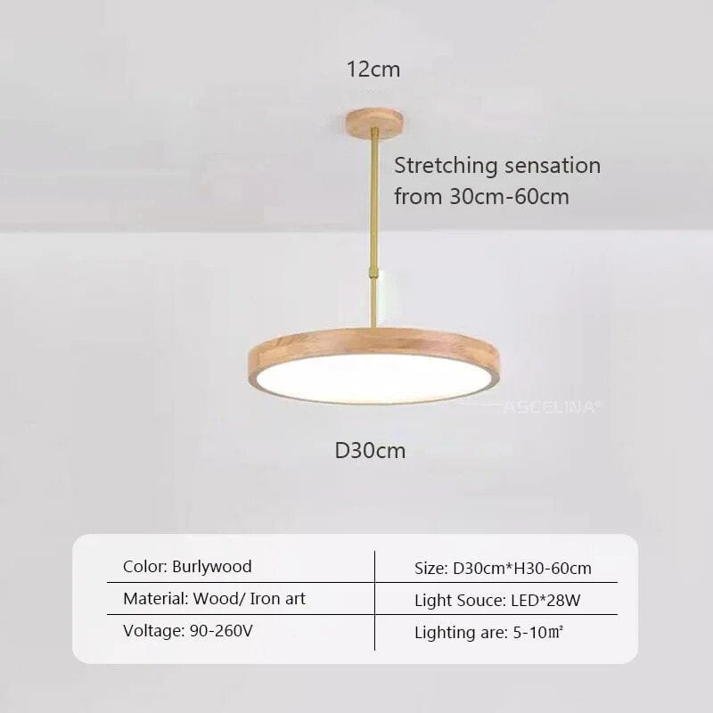 Suspension LED en bois Nordic Slim | Marco Lucetti B30CM / Lumière chaude