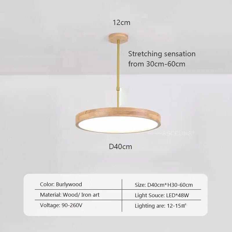 Suspension LED en bois Nordic Slim | Marco Lucetti B40CM / Lumière chaude