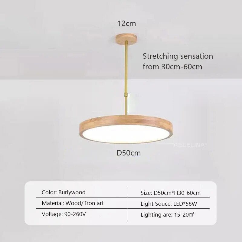 Suspension LED en bois Nordic Slim | Marco Lucetti B50CM / Lumière chaude