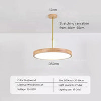 Suspension LED en bois Nordic Slim | Marco Lucetti B50CM / Lumière chaude