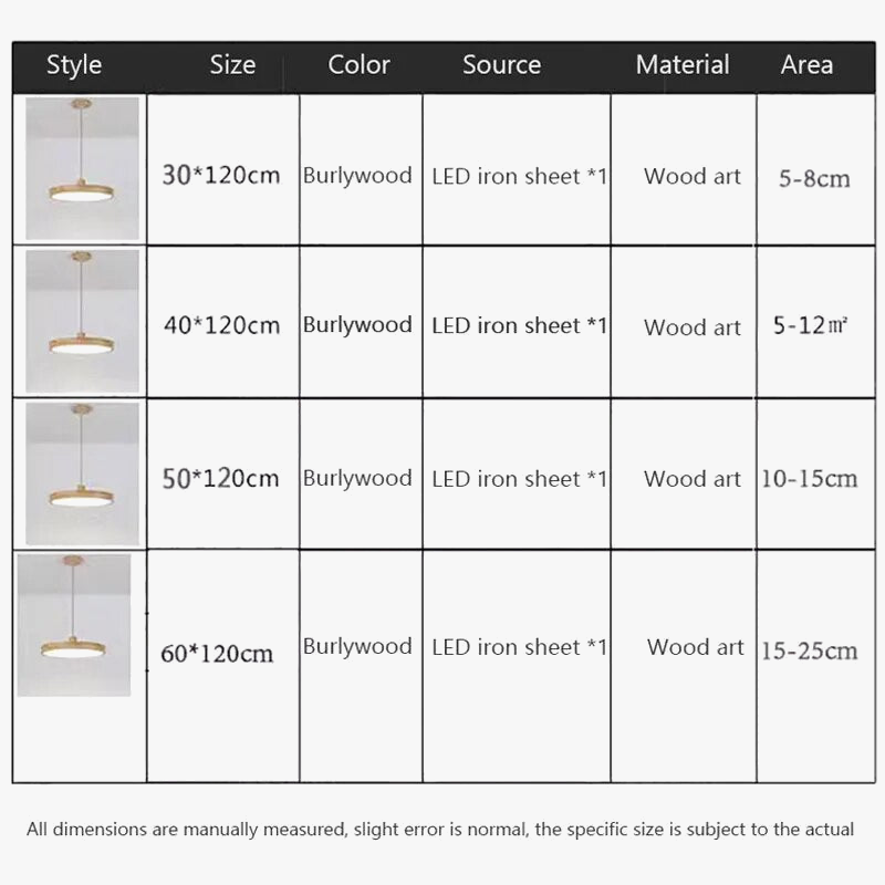 Suspension LED en bois Nordic Slim