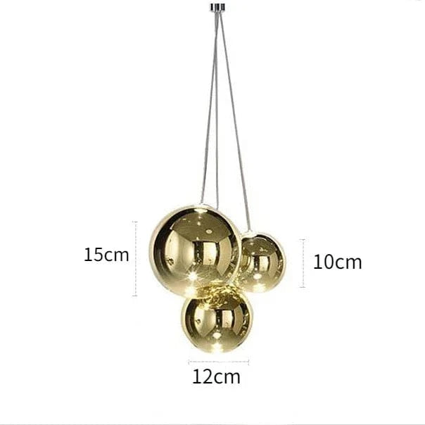 Suspension LED en boule de verre design chrome modern. | Marco Lucetti Or / Lumière chaude