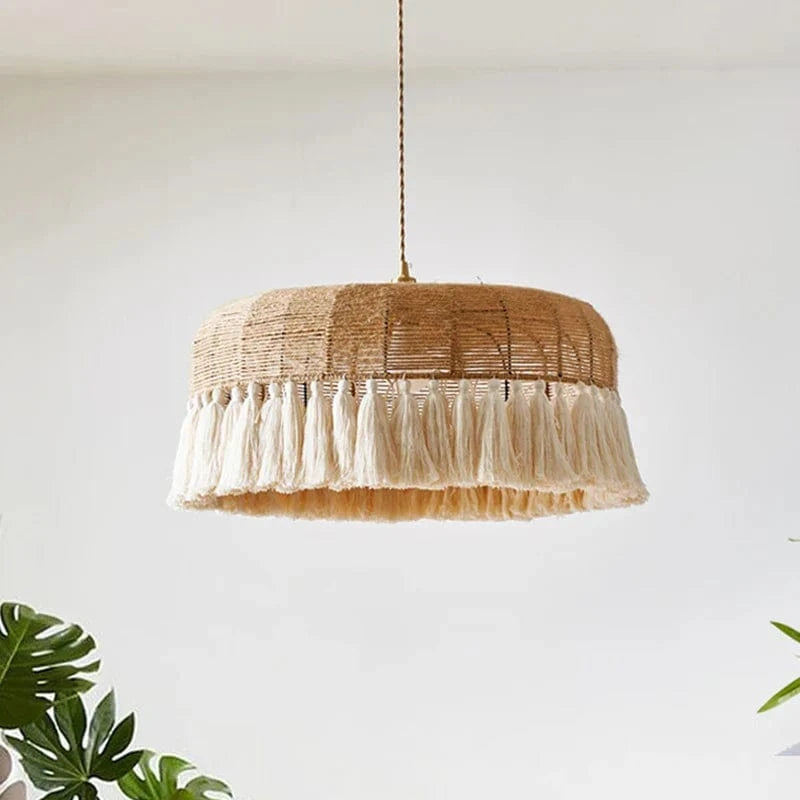 Suspension LED en chanvre tissé à la main - Style bohème Wabi Sabi Crafted | Marco Lucetti