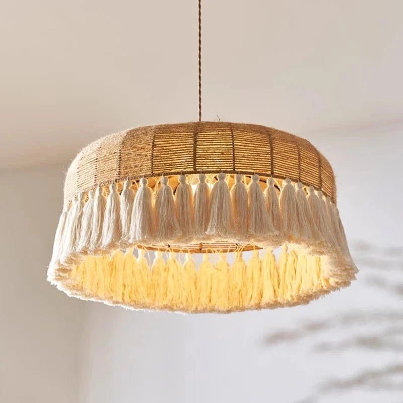 Suspension LED en chanvre tissé à la main - Style bohème Wabi Sabi Crafted | Marco Lucetti