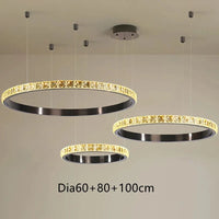 Suspension LED en Cristal avec Intensité Variable | Marco Lucetti Dia60 80 100cm / Faible luminosité de la télécommande