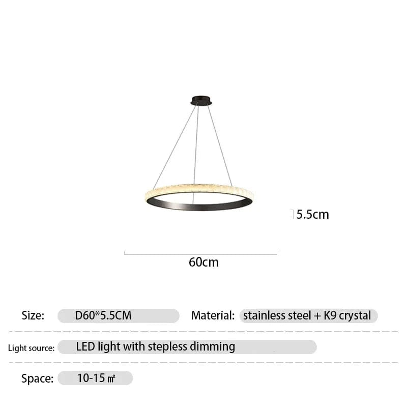 Suspension LED en Cristal avec Intensité Variable | Marco Lucetti Diamètre60cm / Faible luminosité de la télécommande