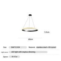 Suspension LED en Cristal avec Intensité Variable | Marco Lucetti Diamètre60cm / Faible luminosité de la télécommande