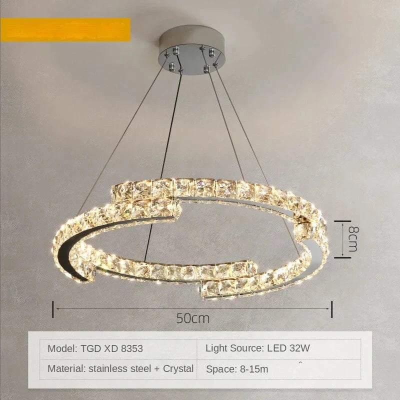 Suspension LED en cristal nordique décoratif | Marco Lucetti D50cm / Corps de lampe argenté / Gradation à distance