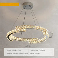 Suspension LED en cristal nordique décoratif | Marco Lucetti D60cm / Corps de lampe doré / Lumière chaude 3000K