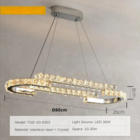 Suspension LED en cristal nordique décoratif | Marco Lucetti L80cm / Corps de lampe doré / Lumière chaude 3000K