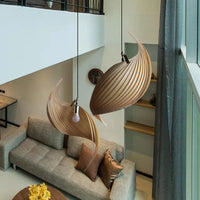 Suspension LED en érable plié - Design Japonais | Marco Lucetti