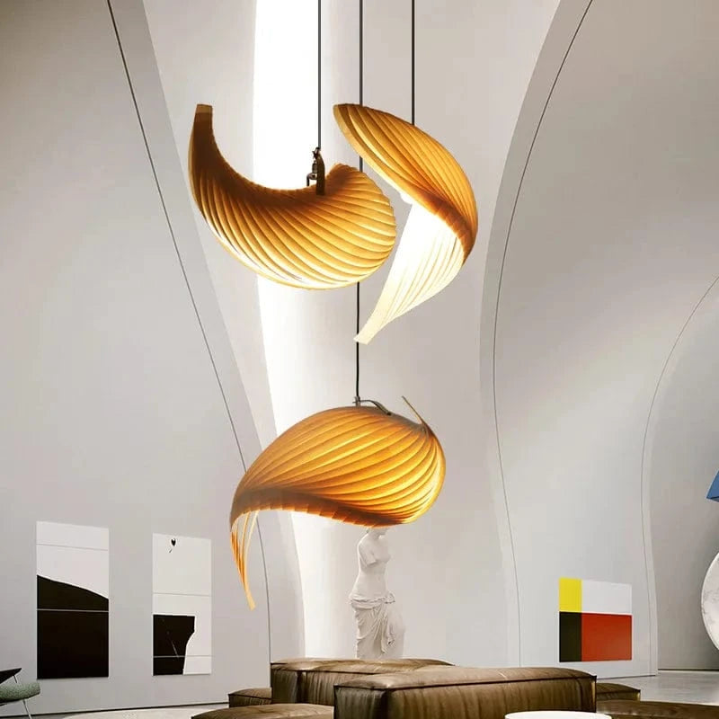 Suspension LED en érable plié - Design Japonais | Marco Lucetti