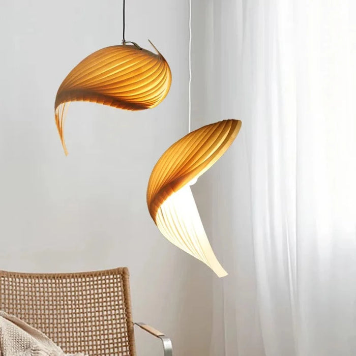 Suspension LED en érable plié - Design Japonais | Marco Lucetti