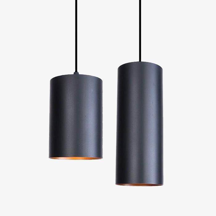 Suspension LED Vintage en Cylindre Noir