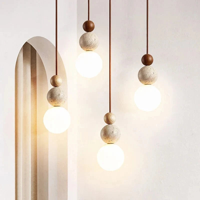 Suspension LED en forme de gourde ronde en tuf jaune Wabi Sabi® | Marco Lucetti