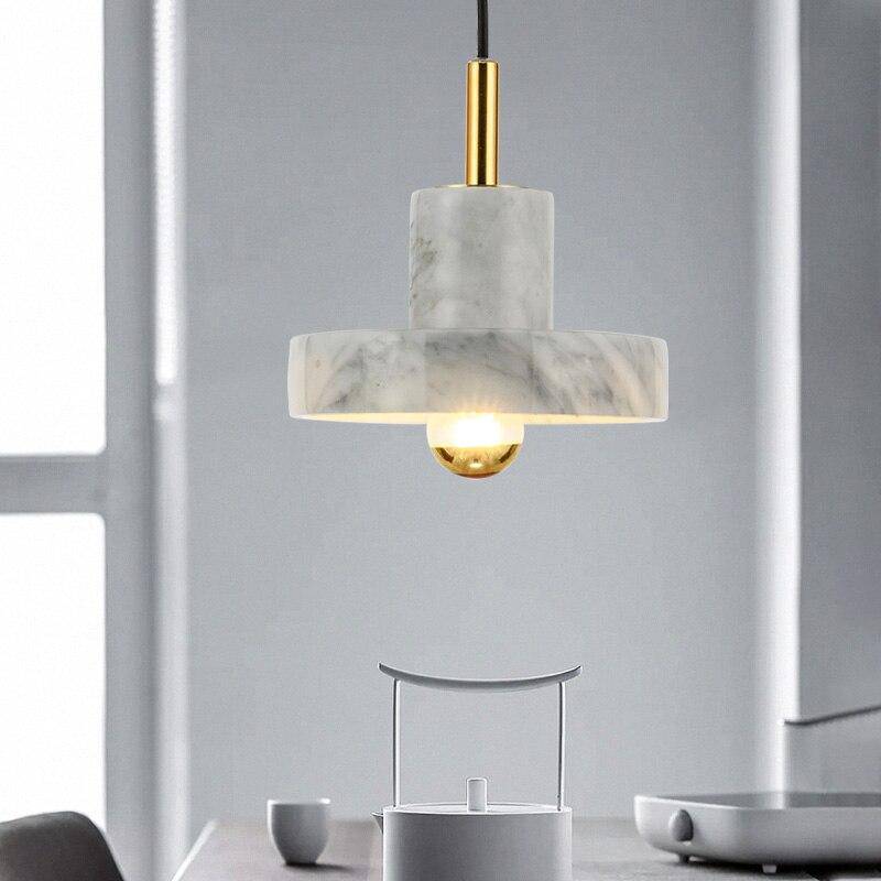 Suspension LED en marbre blanc avec abat-jour design | Marco Lucetti
