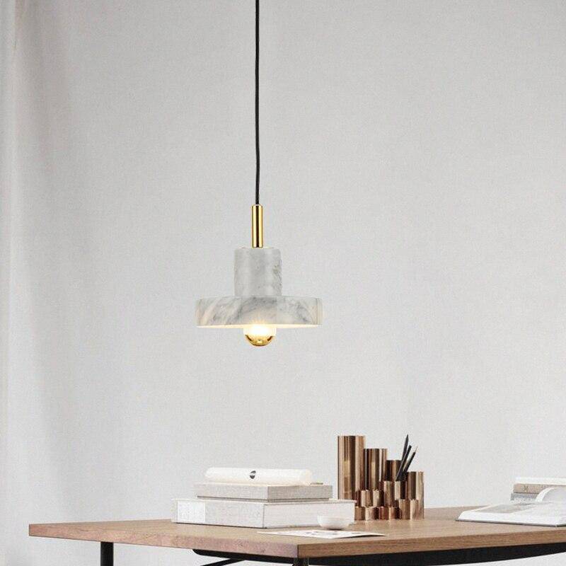 Suspension LED en marbre blanc avec abat-jour design | Marco Lucetti