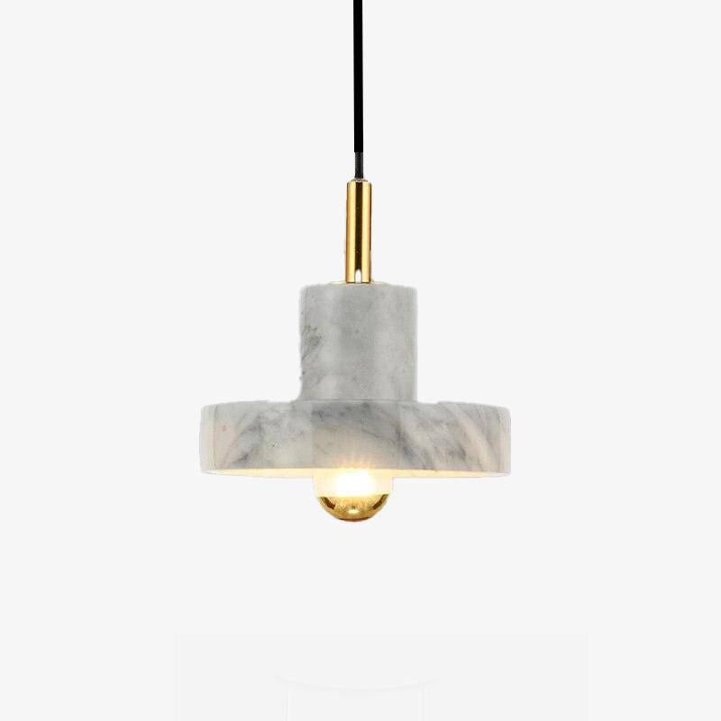 Suspension LED en marbre blanc avec abat-jour design | Marco Lucetti