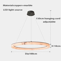 Suspension LED en marbre de luxe | Marco Lucetti Diamètre 100 cm / Cadre noir / Changeable