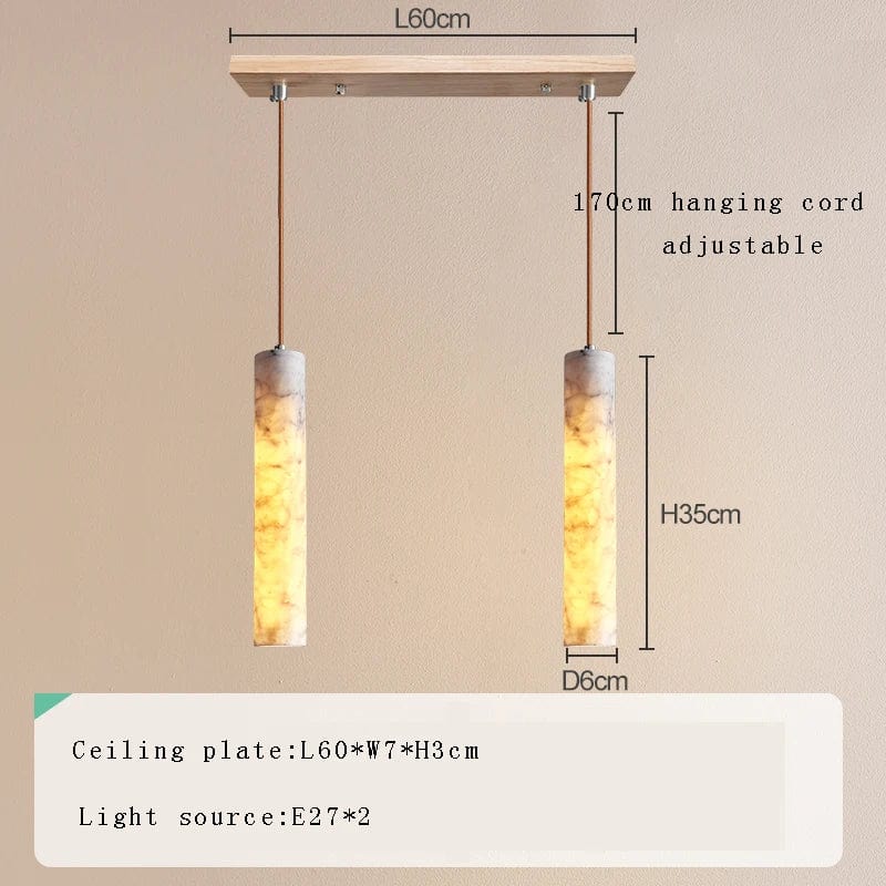 Suspension LED en marbre design de luxe | Marco Lucetti Longue 35cmx2 / Argent / Dimmable
