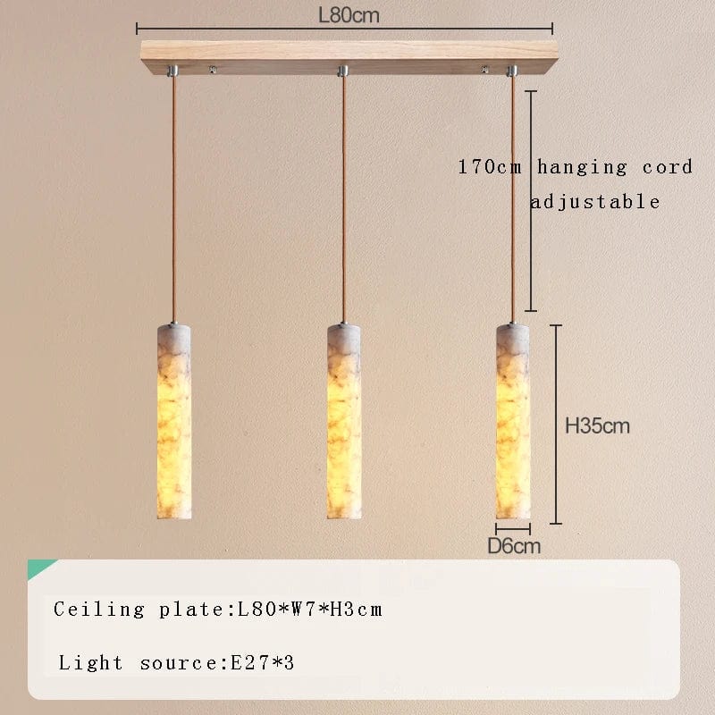 Suspension LED en marbre design de luxe | Marco Lucetti Longue 35cmx3 / Argent / Dimmable