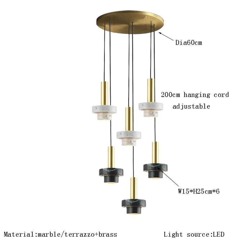 Suspension LED en marbre pour illuminer votre intérieur | Marco Lucetti Tour 6 / Lumière chaude