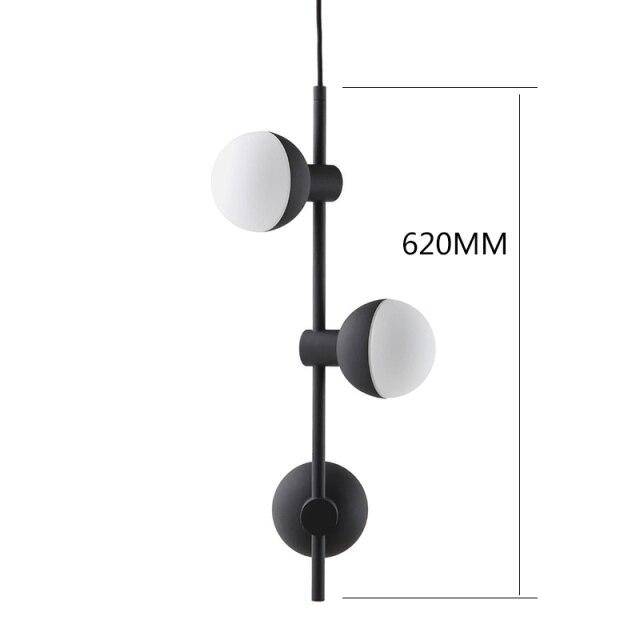 Suspension LED en métal noir avec 3 boules en verre - Design contemporain | Marco Lucetti
