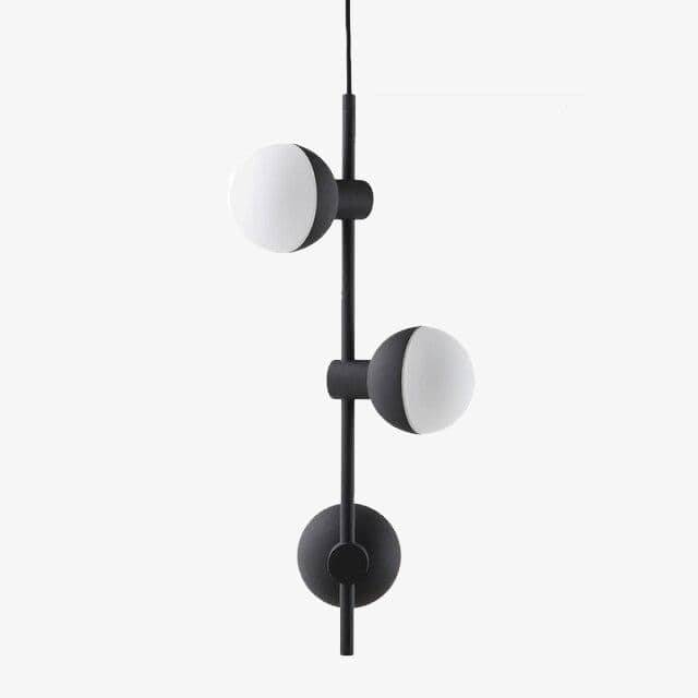 Suspension LED en métal noir avec 3 boules en verre - Design contemporain | Marco Lucetti