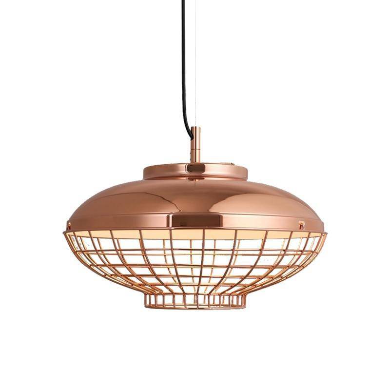 Suspension LED en métal rose gold, design moderne | Marco Lucetti