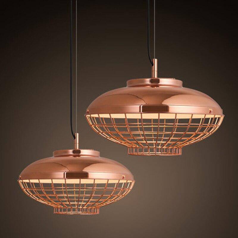 Suspension LED en métal rose gold, design moderne | Marco Lucetti