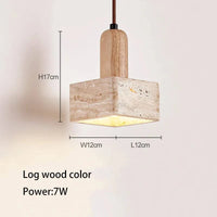 Suspension LED en pierre carrée pour décor rétro de chez vous | Marco Lucetti Couleur du bois en rondins / 3000K