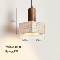 Suspension LED en pierre carrée pour décor rétro de chez vous | Marco Lucetti Couleur noyer / 3000K