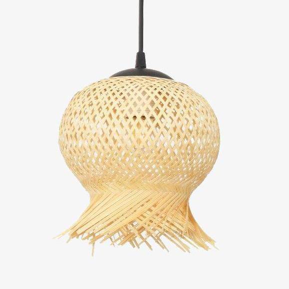 Suspension LED en rotin à formes arrondies & Création | Marco Lucetti