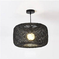 Suspension LED en rotin avec abat-jour coloré | Marco Lucetti Noir