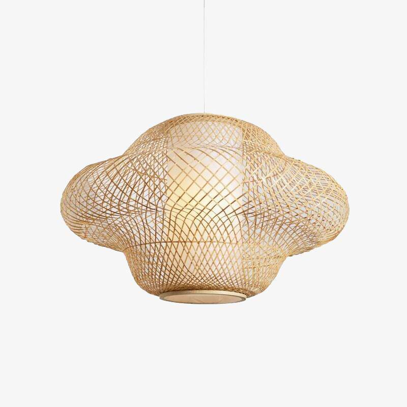 Suspension LED en rotin avec abat-jour rond | Marco Lucetti