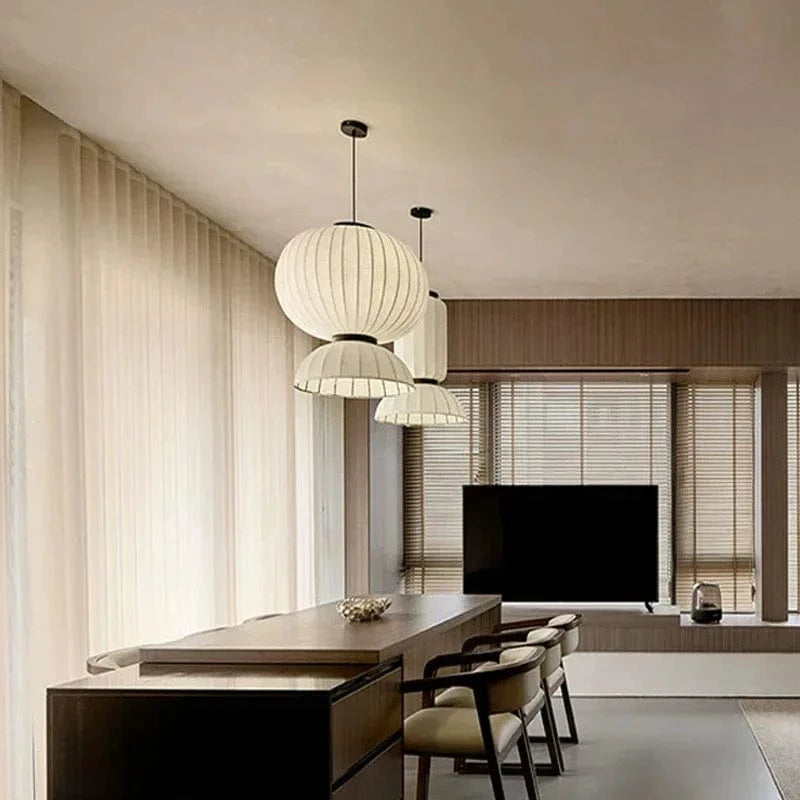 Suspension LED en soie minimaliste pour le restaurant-bar Wabi Sabi de la chambre à la salle à manger | Marco Lucetti