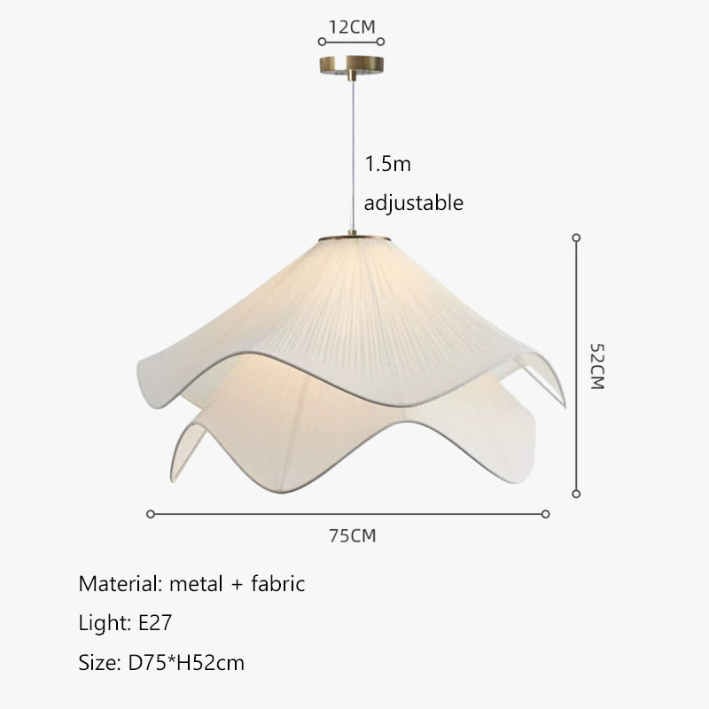 Suspension LED en tissu de Style Scandinave Minimaliste Crème