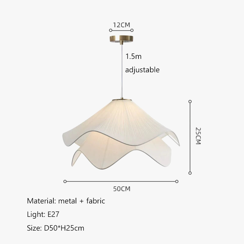 Suspension LED en tissu de Style Scandinave Minimaliste Crème