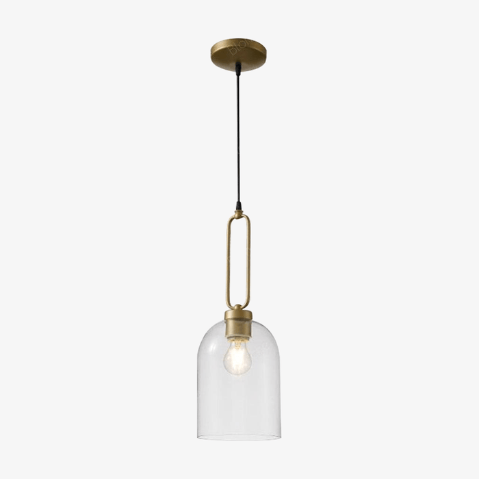 Suspension LED en verre arrondi avec anneau doré | Marco Lucetti